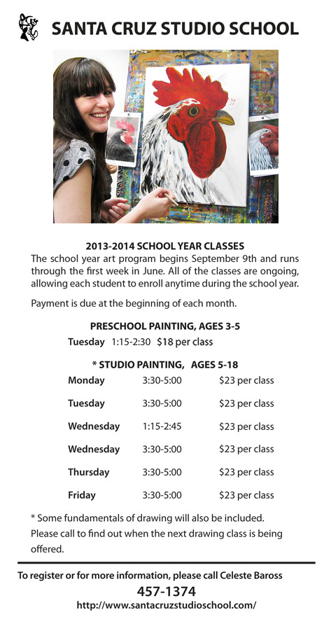 Santa Cruz Studio School art class schedule 2013